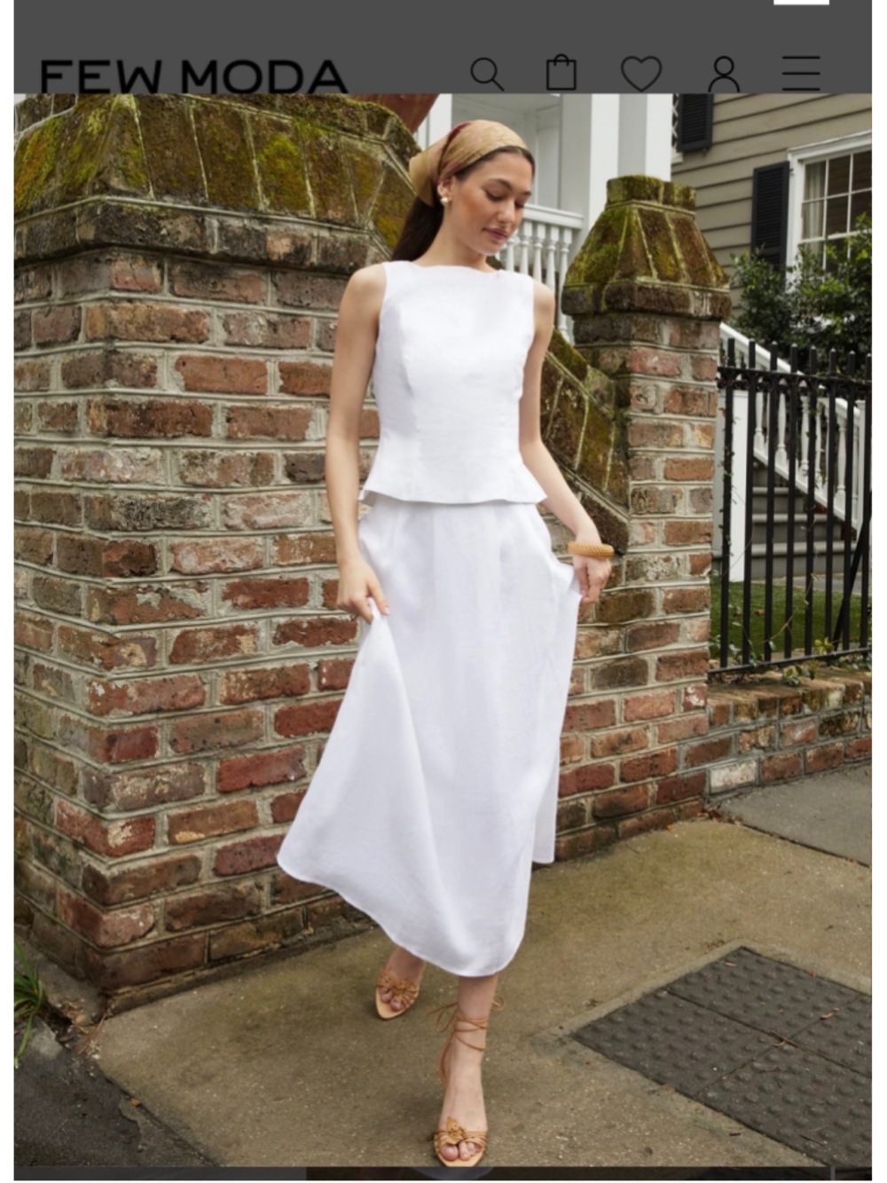 Women's FEW MODA White Peplum Linen Skirt Set Sz 2